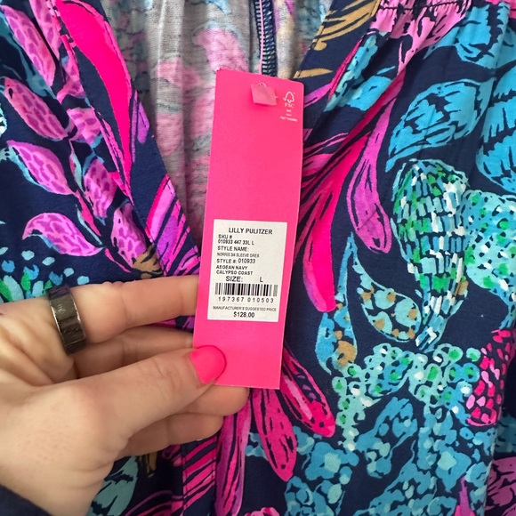 Lilly Pulitzer Norris 3/4 Sleeve Dress – Calypso Coast – NWT Size L - Picture 10 of 10